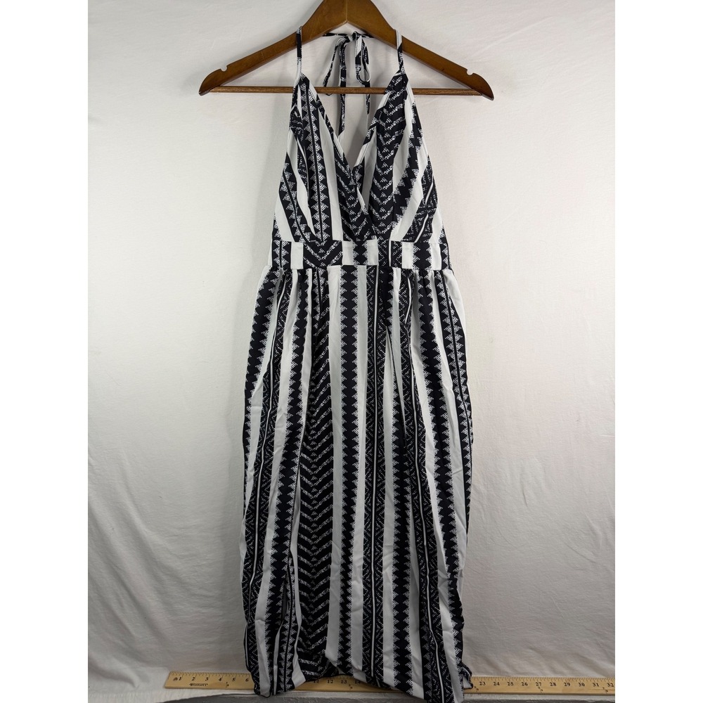 SHEIN Womens S Black White Excellent Halter Neck Tribal Striped dress - Picture 1 of 6